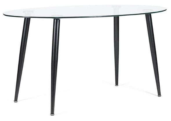 Обеденный стол KASSEL (mod. DT333) металл/закаленное стекло (10 мм), 150х90х75см, черный в Перми - изображение