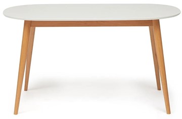Кухонный обеденный стол MAX (Макс) бук/мдф 140х80х75 Белый/Натуральный Бук арт.10462 в Перми - предосмотр