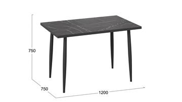 Обеденный стол Невада ДП1-02-08 (Черный мрамор/Черный матовый) в Перми - предосмотр 3