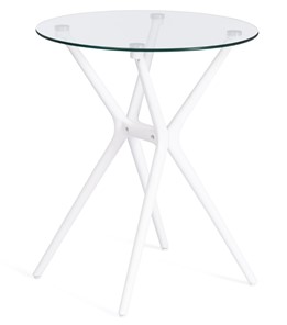 Стеклянный стол PARNAVAZ (mod. 29) пластик/стекло, 60х60х70,5 прозрачный/белый арт.19697 в Березниках
