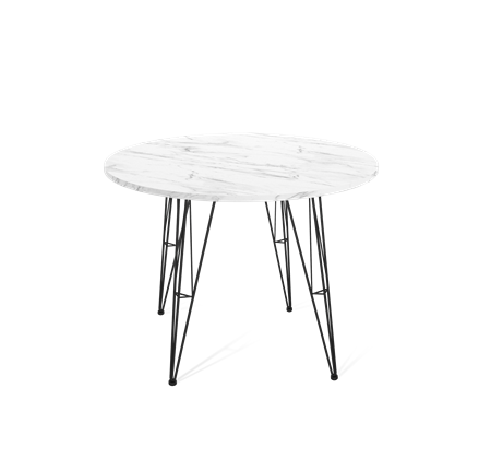 Кухонный обеденный стол SHT-TU10 / SHT-TT 90 ЛДСП (мрамор кристалл/черный) в Перми - изображение