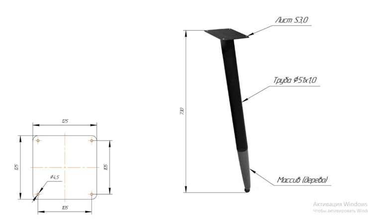 Стол кухонный SHT-TU12 (3 шт.)/ТT 80 (черный/темный орех/дуб беленый) в Перми - изображение 1