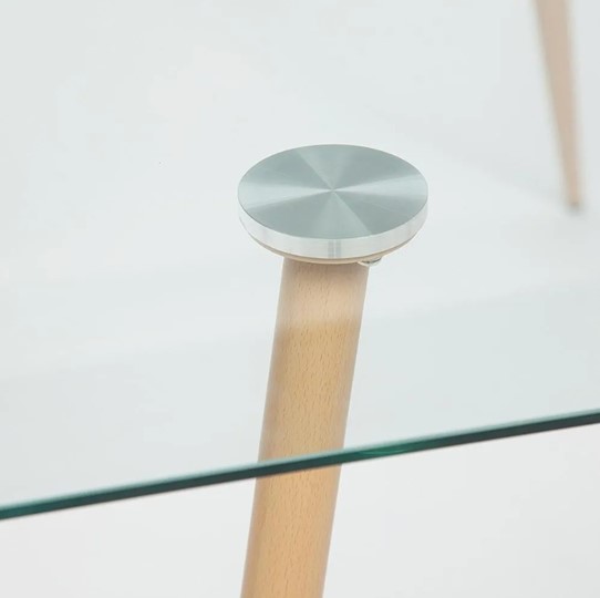 Стол SOPHIA (mod. 5003) металл/стекло (8мм), 140x80x75, бук/прозрачный арт.12098 в Перми - изображение 2