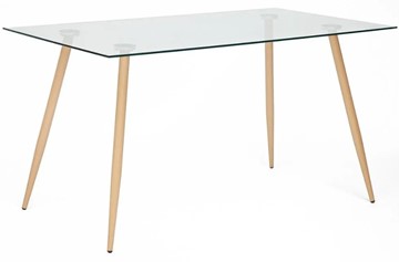 Стол со стеклянной столешницей SOPHIA (mod. 5003) металл/стекло (8мм), 140x80x75, бук/прозрачный арт.12098 в Перми