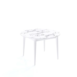 Обеденный круглый стол Kenner W1200 (Белый/Мрамор белый) в Чайковском