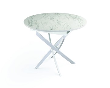 Небольшой стол 55.04 Адажио, мрамор белый/белый/металл белый в Перми