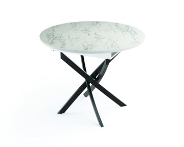 Обеденный стол 55.04 Адажио, мрамор белый/белый/металл черный в Перми