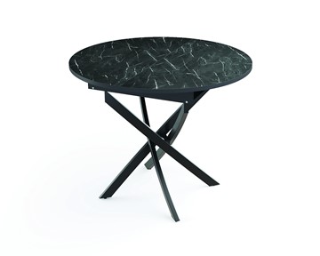 Обеденный круглый стол 55.04 Адажио, мрамор черный/черный/металл черный в Перми