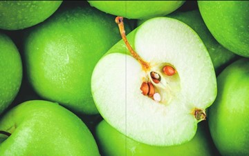 Раздвижной стол Айсберг-01 СТФ, белый/фотопечать зеленые яблоки/ноги хром круглые в Березниках - предосмотр 2