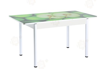 Кухонный раскладной стол Айсберг-01 СТФ, белый/фотопечать зеленые яблоки/ноги крашеные в Перми - предосмотр 3