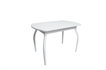 Кухонный раздвижной стол ПГ-01СТ белое/белое/крашенные фигурные в Кунгуре