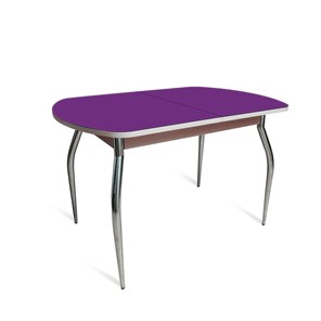 Кухонный стол раздвижной ПГ мини СТ2, дуб молочный/фиолетовое стекло/35 хром гнутые металл в Перми