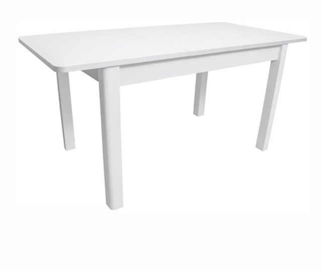Кухонный стол раздвижной Айсберг-07 СТ1, белое ЛДСП/стекло белое/прямые массив белый в Перми - изображение 1