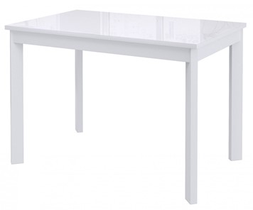 Кухонный раздвижной стол Dikline Ls110, стекло белое/ножки белые в Березниках