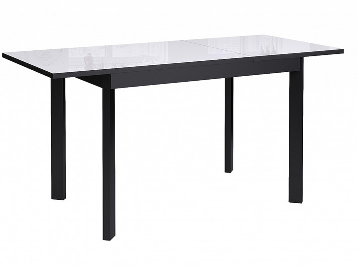 Раздвижной стол Dikline Ls110, стекло белое/ножки черные в Перми - изображение 1