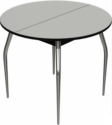 Кухонный стол раскладной Ривьера исп. круг хром №5 (стекло белое/черный) в Чайковском - изображение
