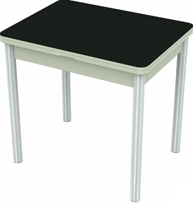 Кухонный стол раздвижной Бари хром №6 (стекло черное/белый) в Перми - предосмотр