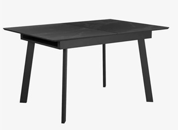 Стеклянный стол раздвижной  DikLine SFH125 стекло Оптивайт Черный мрамор/подстолье черное в Кунгуре