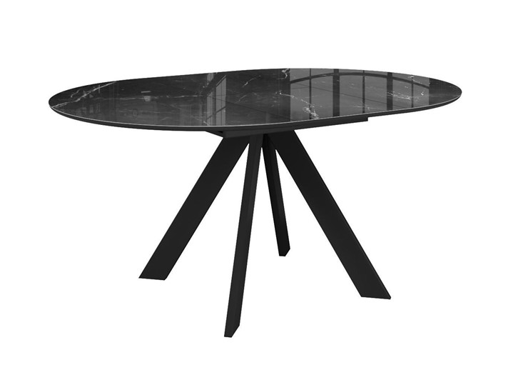 Стол раздвижной DikLine SFC110 d1100 стекло Оптивайт Черный мрамор/подстолье черное/опоры черные в Перми - изображение 10
