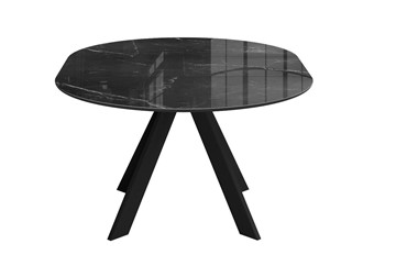 Стол раздвижной DikLine SFC110 d1100 стекло Оптивайт Черный мрамор/подстолье черное/опоры черные в Кунгуре