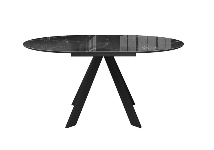 Стол раздвижной DikLine SFC110 d1100 стекло Оптивайт Черный мрамор/подстолье черное/опоры черные в Перми - изображение 9
