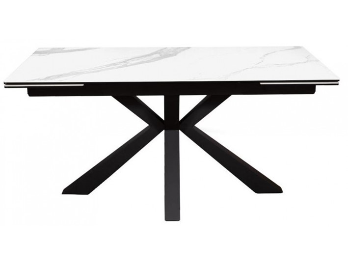 Стол раздвижной DikLine SFE140 Керамика Белый мрамор/подстолье черное/опоры черные (2 уп.) в Перми - изображение 1
