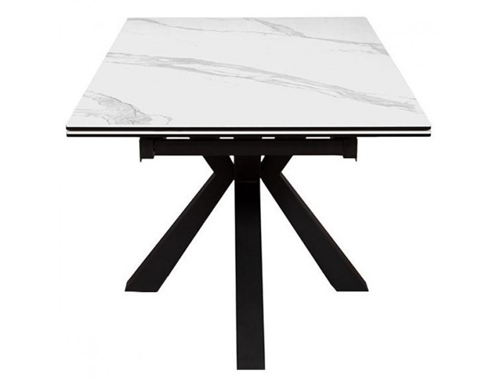 Стол раздвижной DikLine SFE140 Керамика Белый мрамор/подстолье черное/опоры черные (2 уп.) в Перми - изображение 2