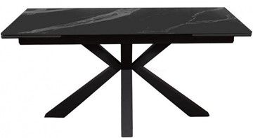Стол обеденный раздвижной DikLine SFE140 Керамика Черный мрамор/подстолье черное/опоры черные (2 уп.) в Перми - предосмотр 1