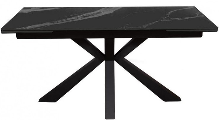Стол обеденный раздвижной DikLine SFE140 Керамика Черный мрамор/подстолье черное/опоры черные (2 уп.) в Перми - изображение 1