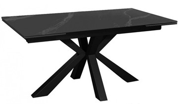 Стол обеденный раздвижной DikLine SFE140 Керамика Черный мрамор/подстолье черное/опоры черные (2 уп.) в Перми