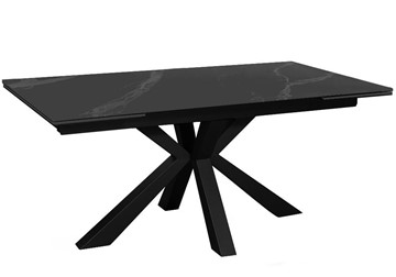 Стол обеденный раздвижной DikLine SFE160 Керамика Черный мрамор/подстолье черное/опоры черные (2 уп.) в Перми - предосмотр 1