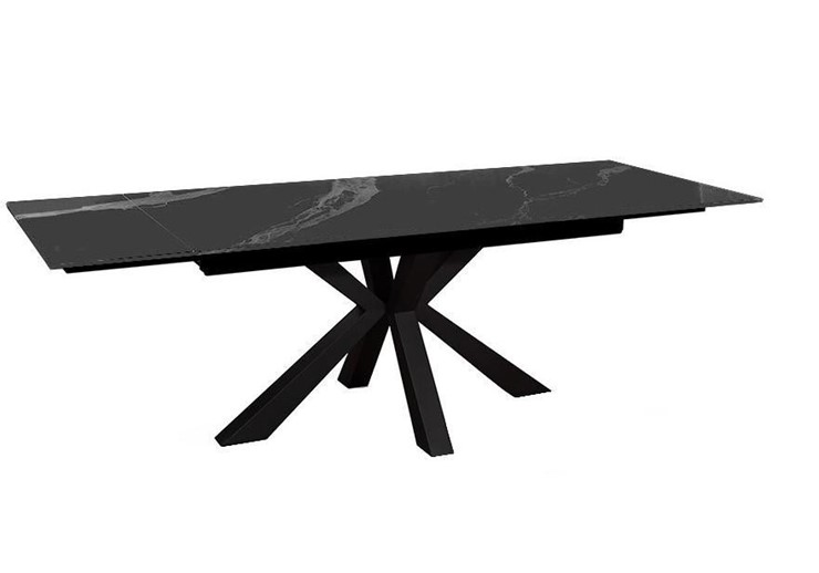 Стол обеденный раздвижной DikLine SFE160 Керамика Черный мрамор/подстолье черное/опоры черные (2 уп.) в Перми - изображение 2