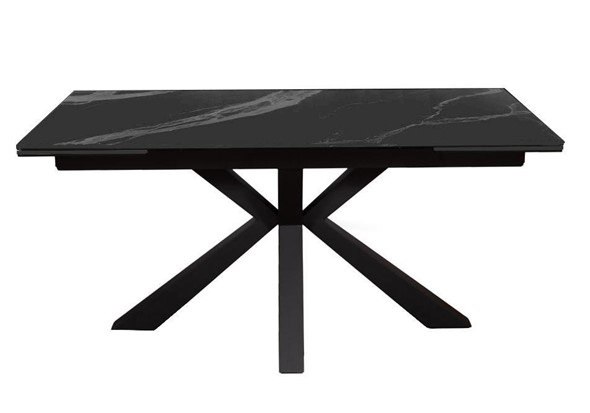 Стол обеденный раздвижной DikLine SFE160 Керамика Черный мрамор/подстолье черное/опоры черные (2 уп.) в Перми - изображение