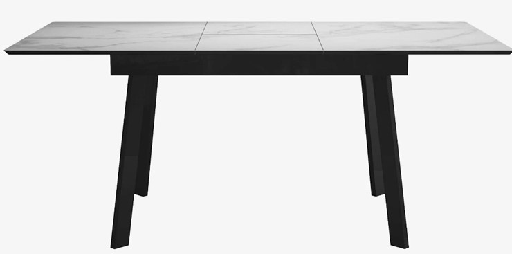 Стол обеденный раздвижной DikLine SFH125 стекло Оптивайт Белый мрамор/подстолье черное в Перми - изображение 4