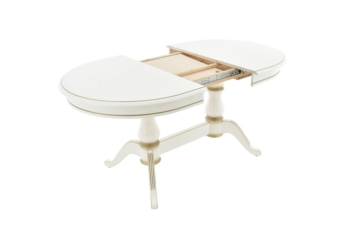 Кухонный раздвижной стол Фабрицио-2 исп. Овал 1600, Тон 11 Покраска + патина с прорисовкой (на столешнице) в Перми - изображение 1