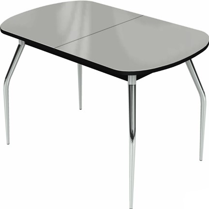 Кухонный стол раскладной Ривьера исп.1 хром №5 (стекло белое/черный) в Перми - изображение