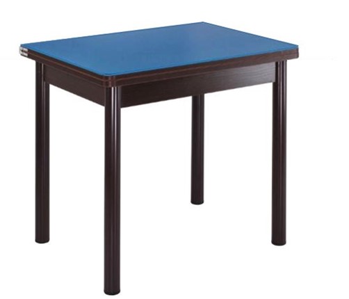 Кухонный пристенный стол СПА-01 СТ2, венге ЛДСП/стекло синие/38 прямые трубки крашеные коричневый в Соликамске - изображение