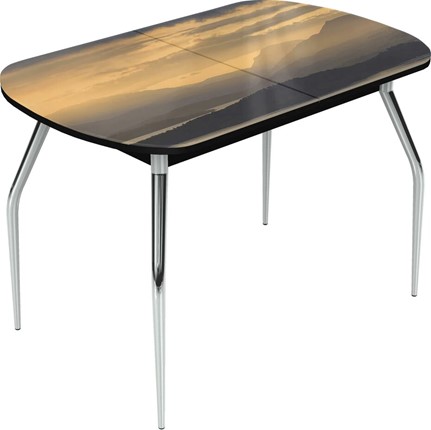 Кухонный стол раскладной Ривьера исп.2 хром №5 (Exclusive h184/черный) в Перми - изображение