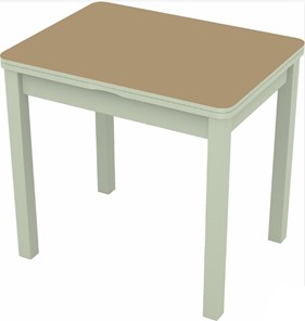 Кухонный раскладной стол Бари дерево №8 (стекло капучино/белый) в Перми - предосмотр