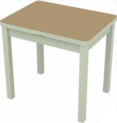 Кухонный раскладной стол Бари дерево №8 (стекло капучино/белый) в Перми - изображение