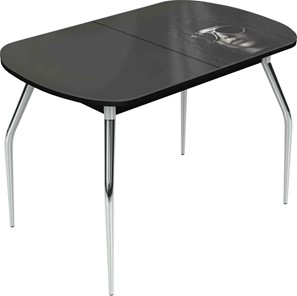 Обеденный раздвижной стол Ривьера исп.2 хром №5 (Exclusive h191/черный) в Перми