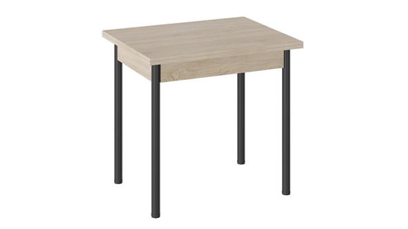 Кухонный раскладной стол Родос тип 2 с опорой d40 (Черный муар/Дуб Сонома) в Перми - изображение