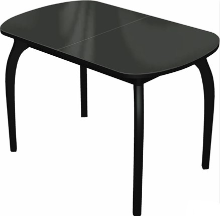 Кухонный стол раскладной Ривьера исп.1 дерево №1 (стекло черное/черный) в Кунгуре - изображение