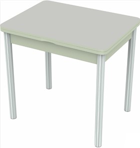 Кухонный раскладной стол Бари хром №6 (стекло белое/белый) в Перми - предосмотр