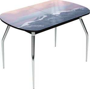 Обеденный раздвижной стол Ривьера исп.2 хром №5 (Exclusive h180/черный) в Перми