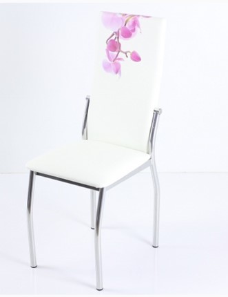 Стул В-610 СТ хром люкс/белый, фотопечать орхидея в Перми - изображение