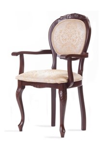 Обеденный стул Барокко с резьбой и подлокотниками (стандартная покраска) в Перми - предосмотр