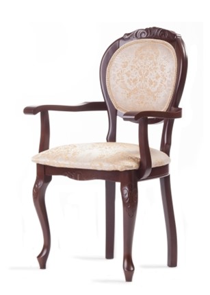 Обеденный стул Барокко с резьбой и подлокотниками (стандартная покраска) в Перми - изображение