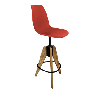 Барный стул SHT-ST29/S92 (красный ral 3020/брашированный коричневый/черный муар) в Березниках