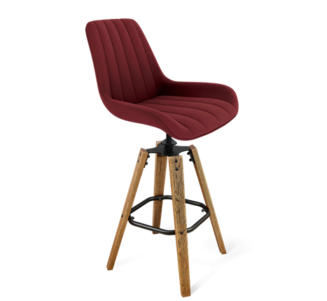 Барный стул SHT-ST37 / SHT-S93 (рубиновое вино/браш.коричневый/черный муар) в Перми - изображение